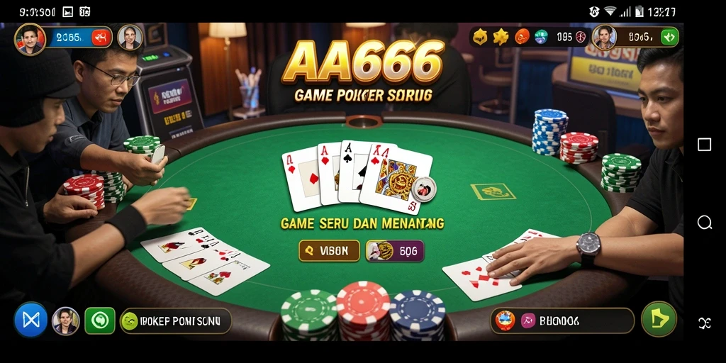 Tampilan gameplay Poker yang mendebarkan di AA666.