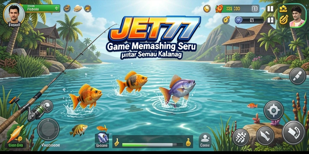 Screenshot JET77 menunjukkan aksi seru saat memancing di laut.