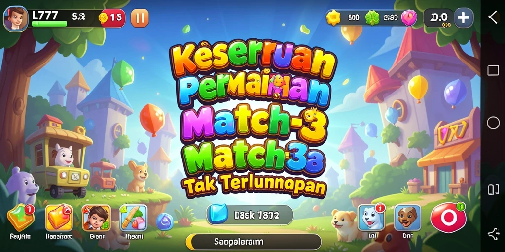 Screenshot utama L777 menampilkan aksi seru dalam permainan Match-3.