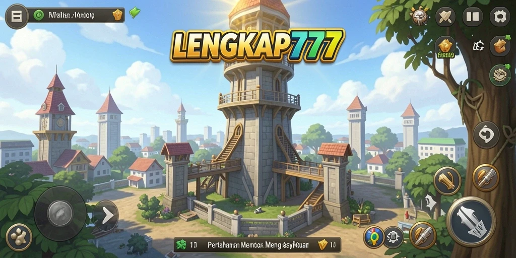 Gameplay seru LENGKAP777 di level Tower Defense yang menantang.