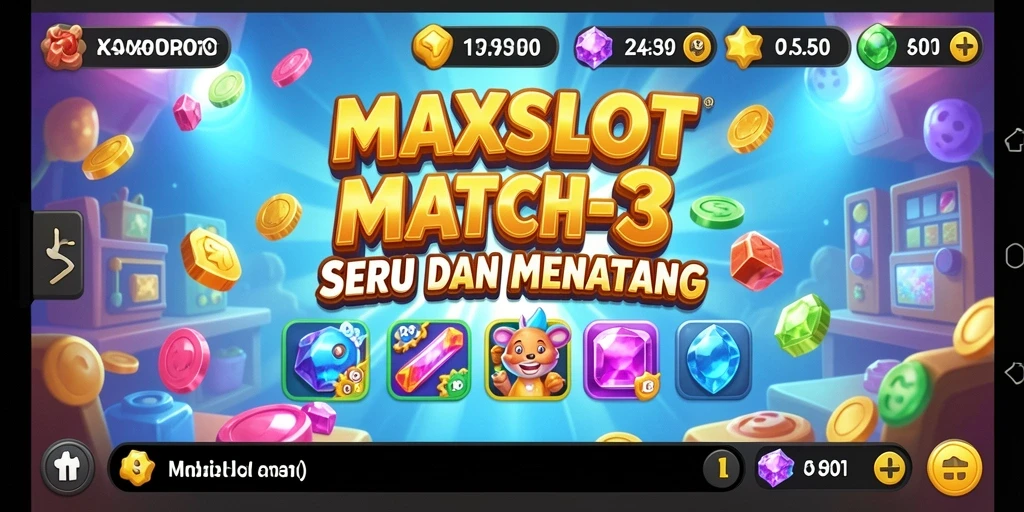 Tampilan menarik MAXSLOT saat mencocokkan simbol dalam permainan Match-3.