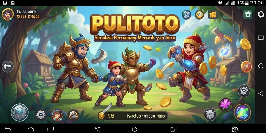 Screenshot gameplay PULITOTO menampilkan aktivitas seru di pulau virtual.