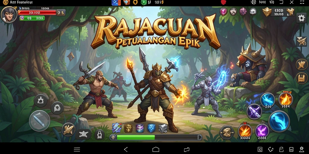 Gameplay seru di dunia fantasi RAJACUAN dengan karakter yang mendebarkan.