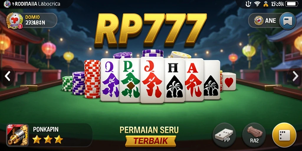 Tampilan gameplay seru RP777 saat bermain Domino.