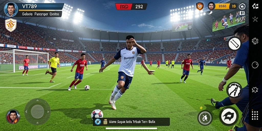 Tampilan gameplay VT789 yang mendebarkan dalam pertandingan sepak bola.